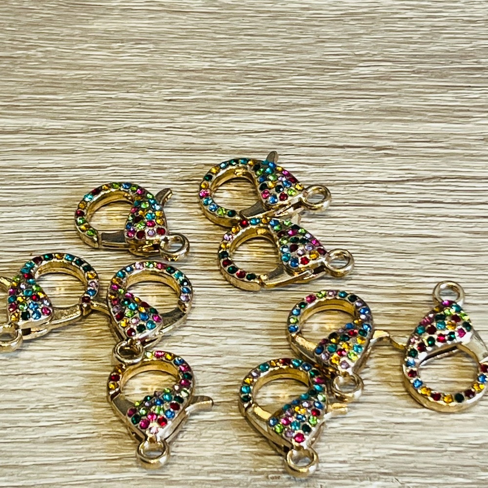 Large lobster claw clasp with multicolor rhinestones 9 included in listing